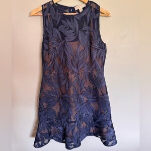 Michael Kors Navy Leaf Lace Mini Dress